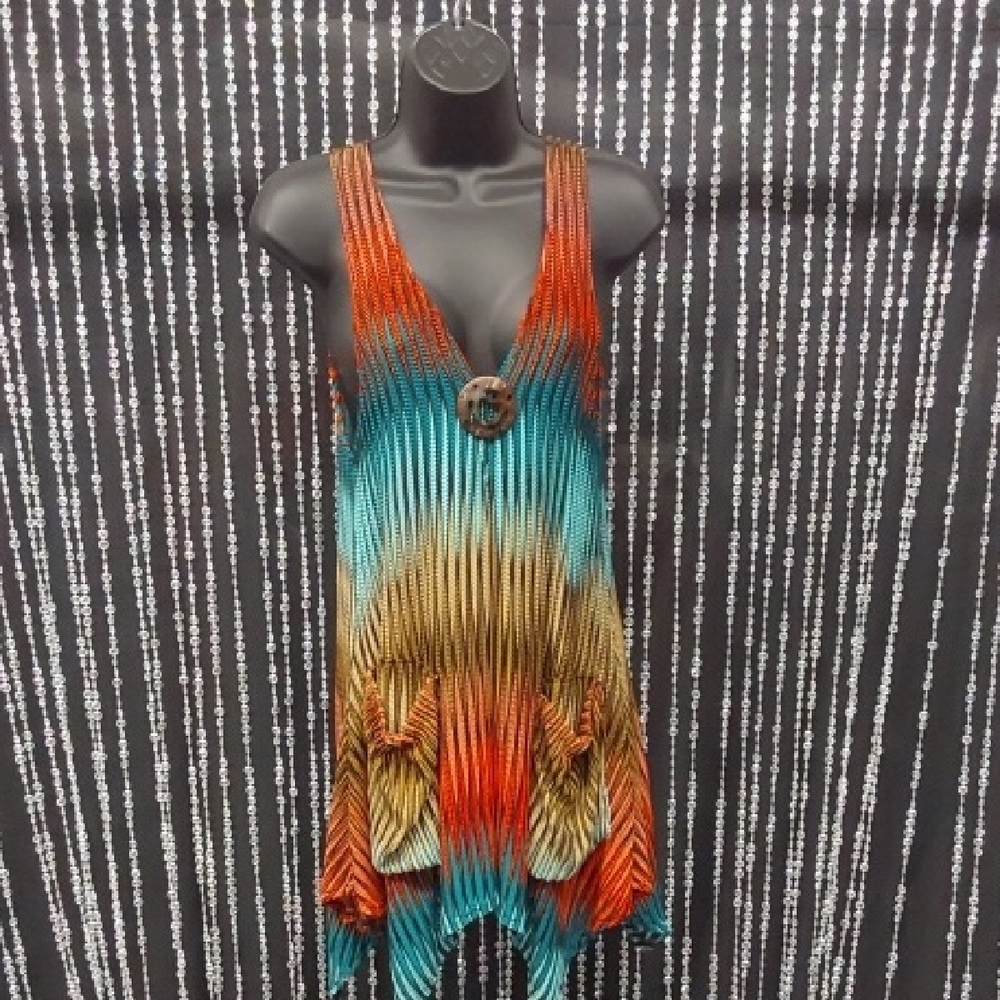 Multicolor Sleeveless Knit Women's Top/Beach Cover Up - Picture 2 of 4